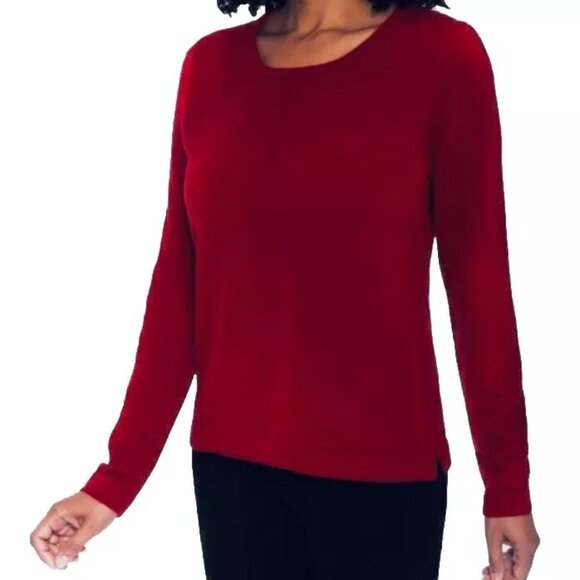 NWT Mario Serrani Women's Crew Neck Cashmere Sweater Red Size XL $100 11HL337 - Picture 2 of 3